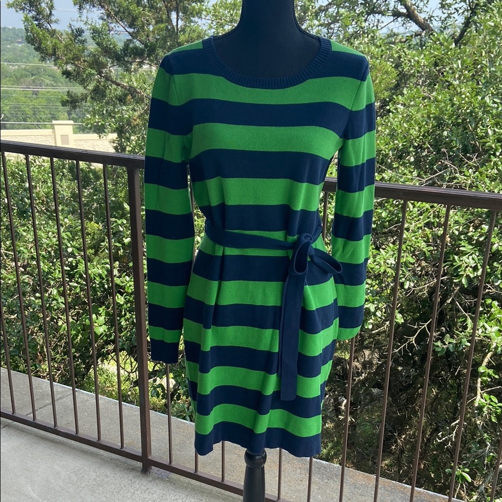 Vineyard Vines Blue and Green Long Sleeve Sheath Dress Sz Medium
